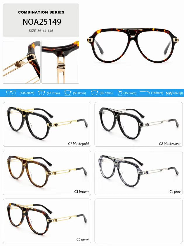NSA25087(MB1594) Men style Acetate frame with metal temples and acetate tips