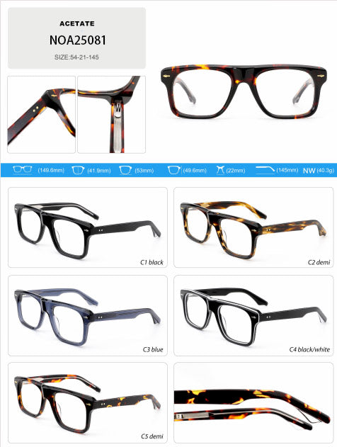 NOA25081(MB1565) Men style Acetate frame with metal temples