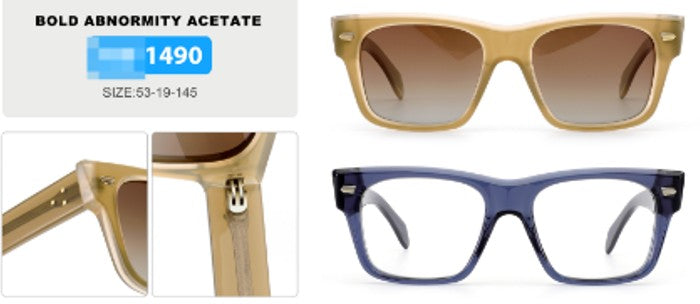 (MB1490) Men style Acetate frame with Ultra-thick acetate front and temple