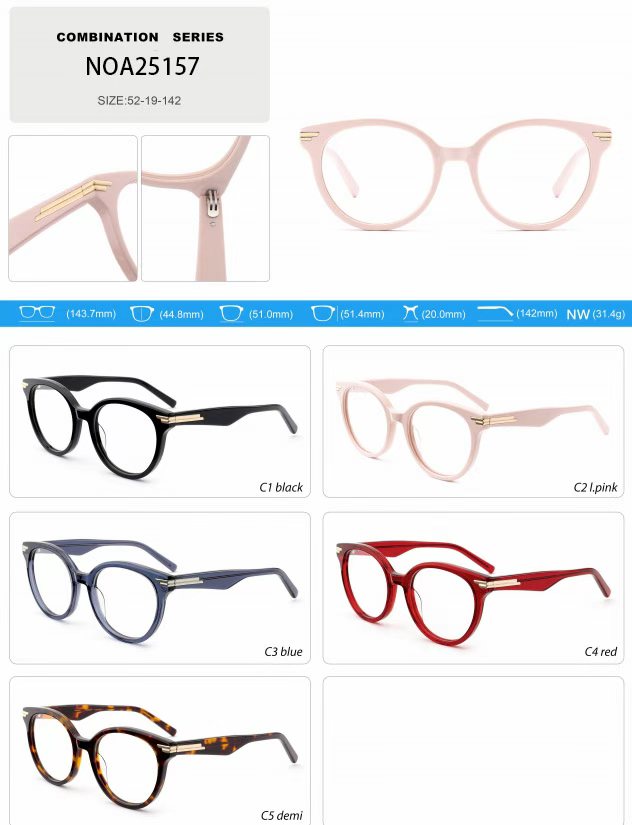 NOA25157(MB1634) Lady style Acetate frame with metal decoration